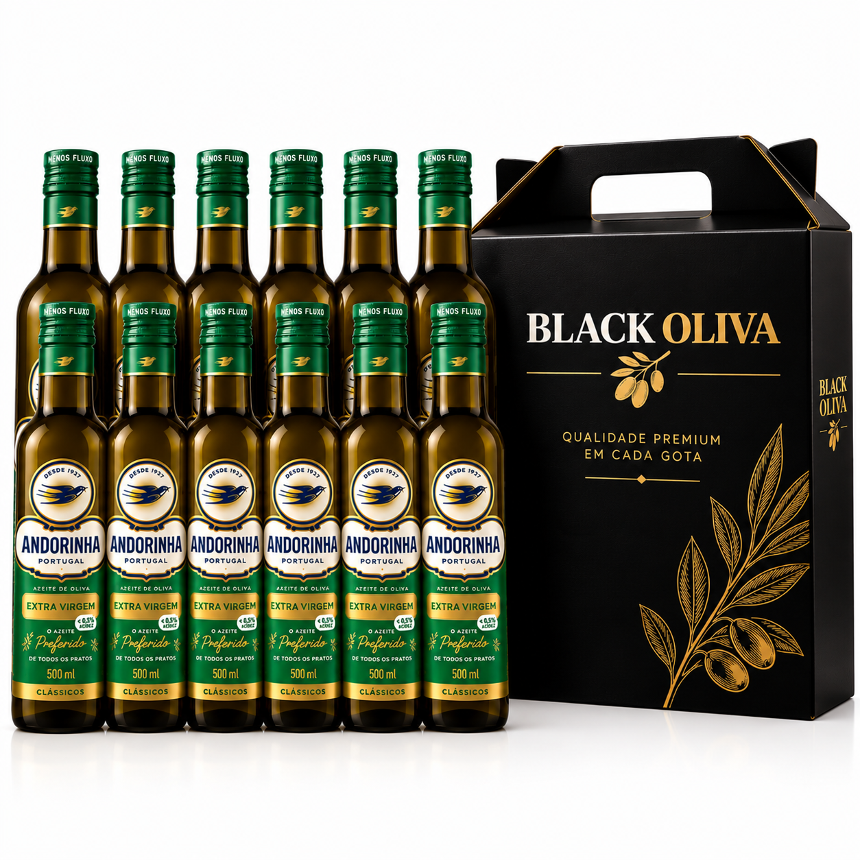 Kit de azeites Andorinha 500ml com caixa Black Oliva